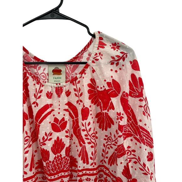 Farm Rio Jungle Flow Top Red White Crop Size XL - Picture 2 of 12